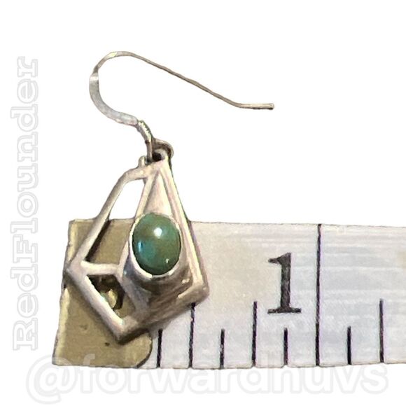 First American Traders Turquoise Sterling Silver Earrings - Picture 9 of 12